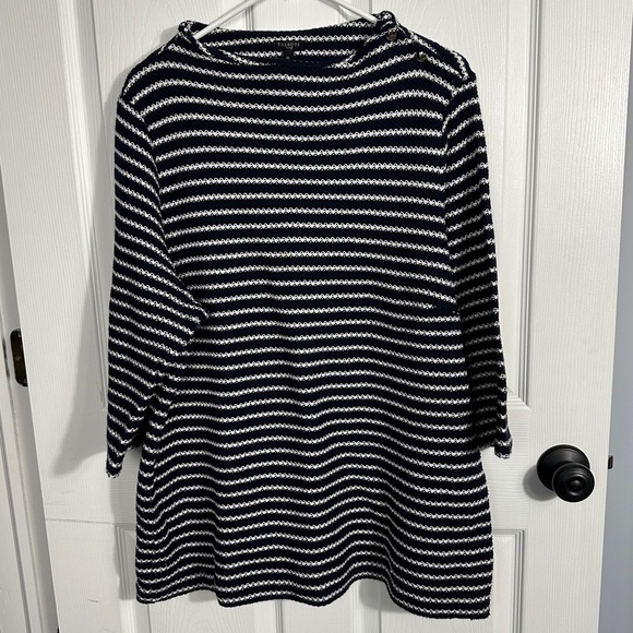 Talbots Plus size 2x nautical sweater, blue white, boat neck, cotton, spring - Picture 1 of 9